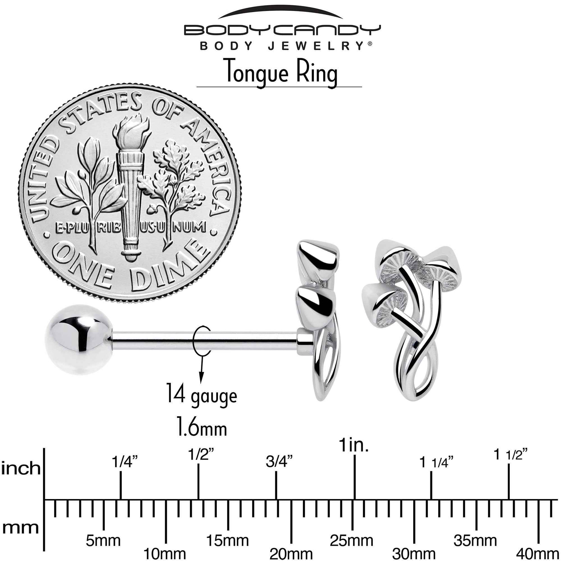 Trippy Mushroom Trio Barbell Tongue Ring