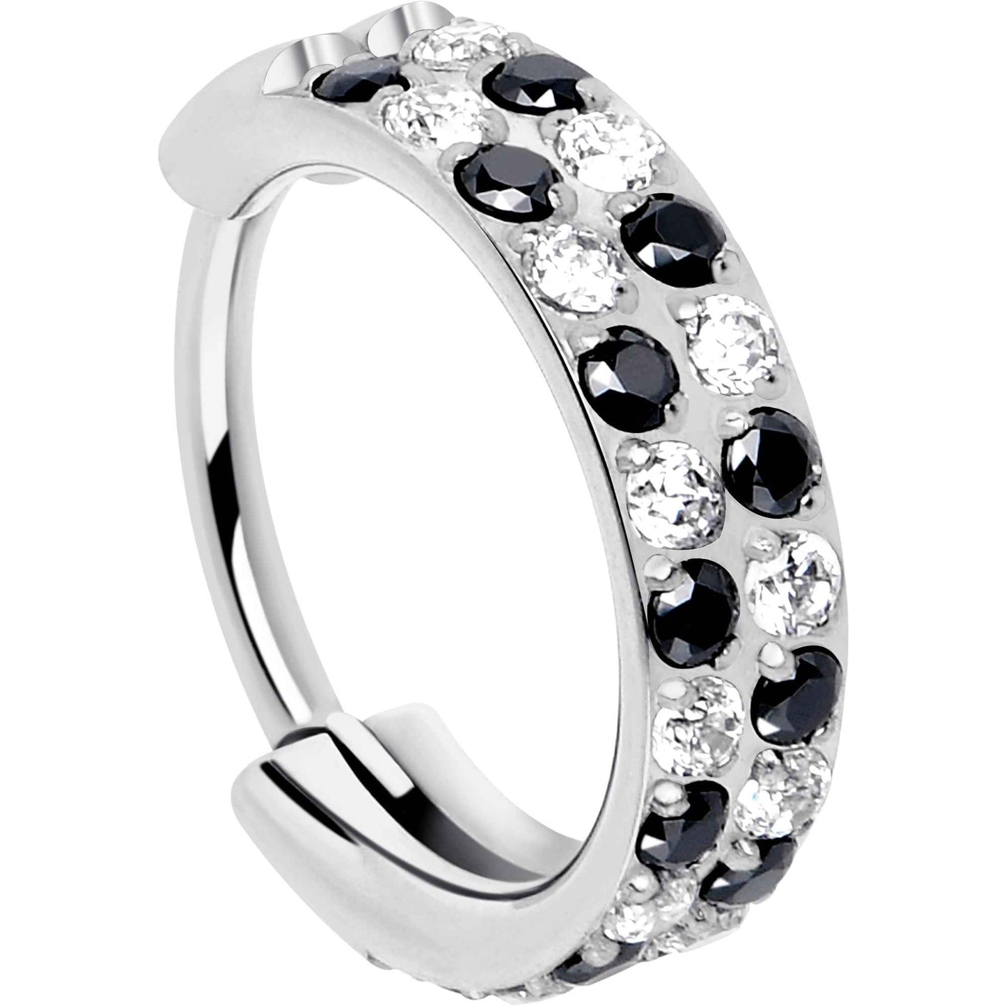 20G CZ Double Row Checkerboard Implant Grade Titanium Nose Hoop