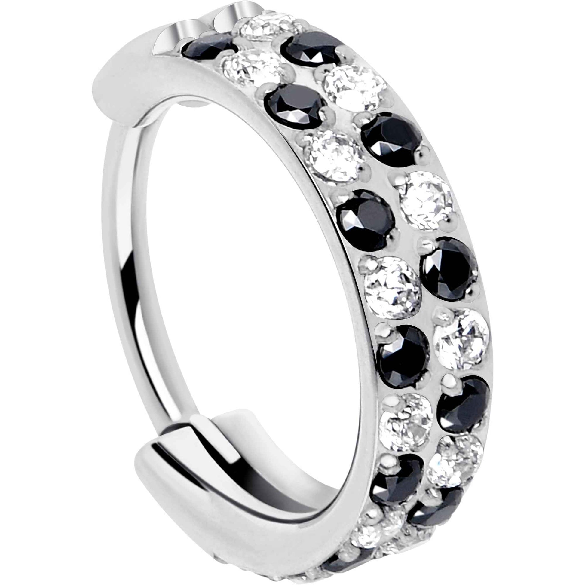 20G CZ Double Row Checkerboard Implant Grade Titanium Nose Hoop