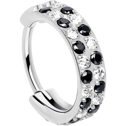 20G CZ Double Row Checkerboard Implant Grade Titanium Nose Hoop