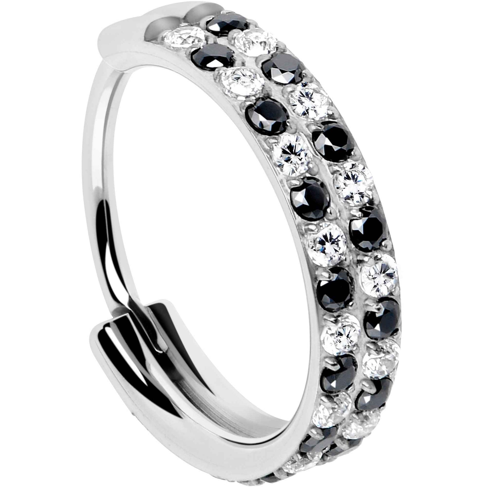 20G CZ Double Row Checkerboard Implant Grade Titanium Nose Hoop