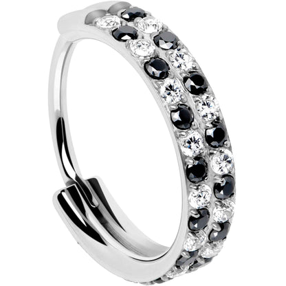 20G CZ Double Row Checkerboard Implant Grade Titanium Nose Hoop