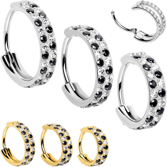 20G CZ Double Row Checkerboard Implant Grade Titanium Nose Hoop