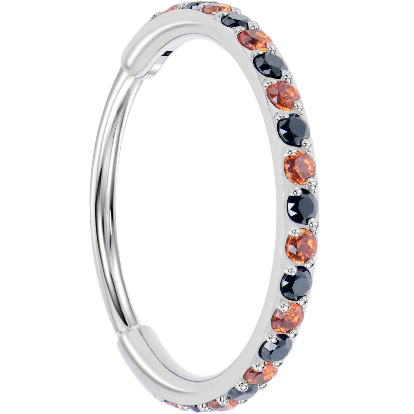 20G Micro Gem Titanium Hinged Nose Hoop - Black Orange Nose Ring