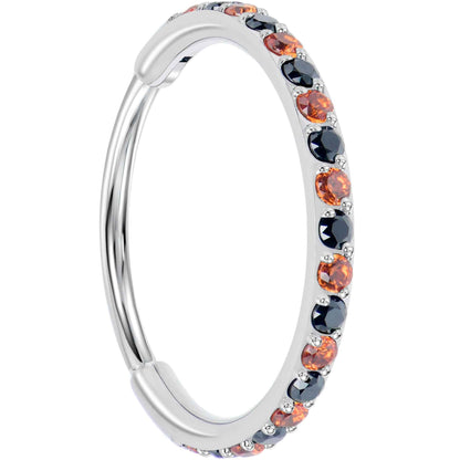 20G Micro Gem Titanium Hinged Nose Hoop - Black Orange Nose Ring
