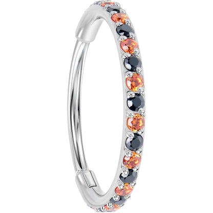 20G Micro Gem Titanium Hinged Nose Hoop - Black Orange Nose Ring