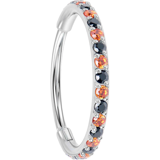 20G Micro Gem Titanium Hinged Nose Hoop - Black Orange Nose Ring