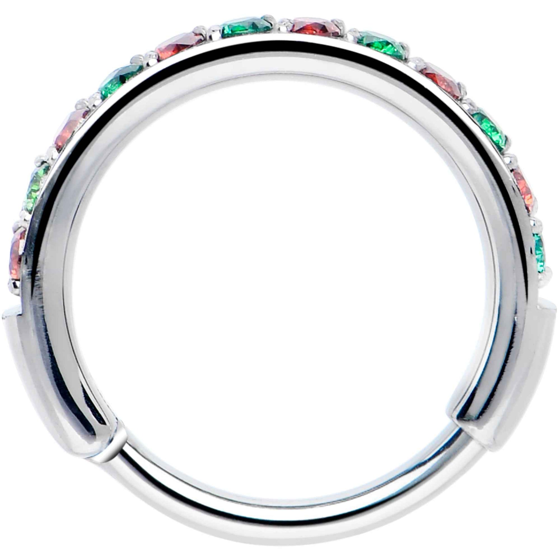 20G Micro Gem Titanium Hinged Nose Hoop - Christmas Nose Ring