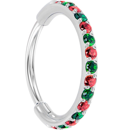 20G Micro Gem Titanium Hinged Nose Hoop - Christmas Nose Ring