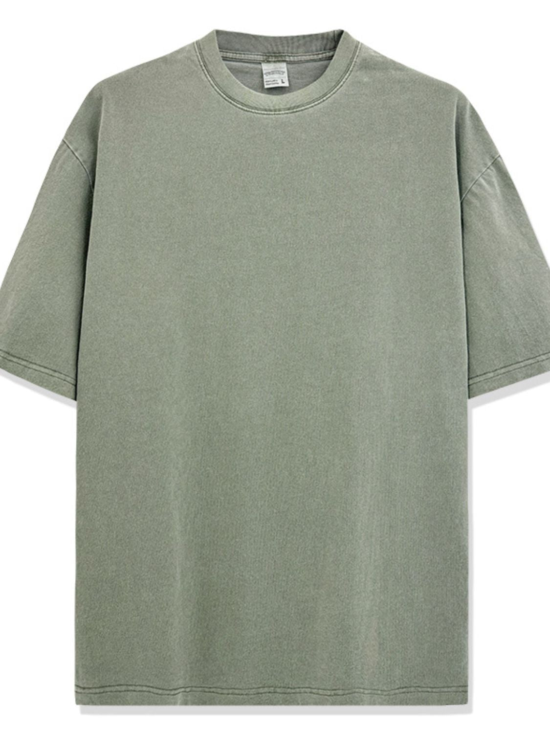 Men's Full Size Round Neck Washed T-Shirt Plus Size