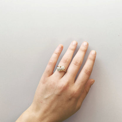 Women's Vintage 1970s Star Flower Cluster Ring set with Genuine Ruby or Austrian Crystals Made in USA by PVD Vintage Jewelry