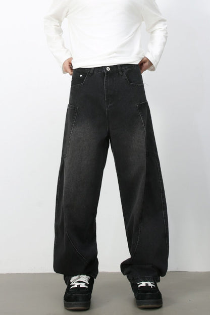 Men's Wide Leg Jeans with Pockets