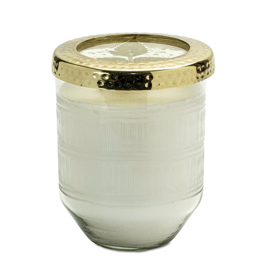 Whit Currant Scented Soy Candle with Pressed Floral Lid 5"D