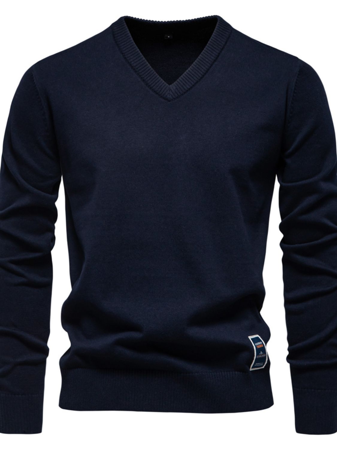 Men's Ribbed Hem V-Neck Long Sleeve Sweater