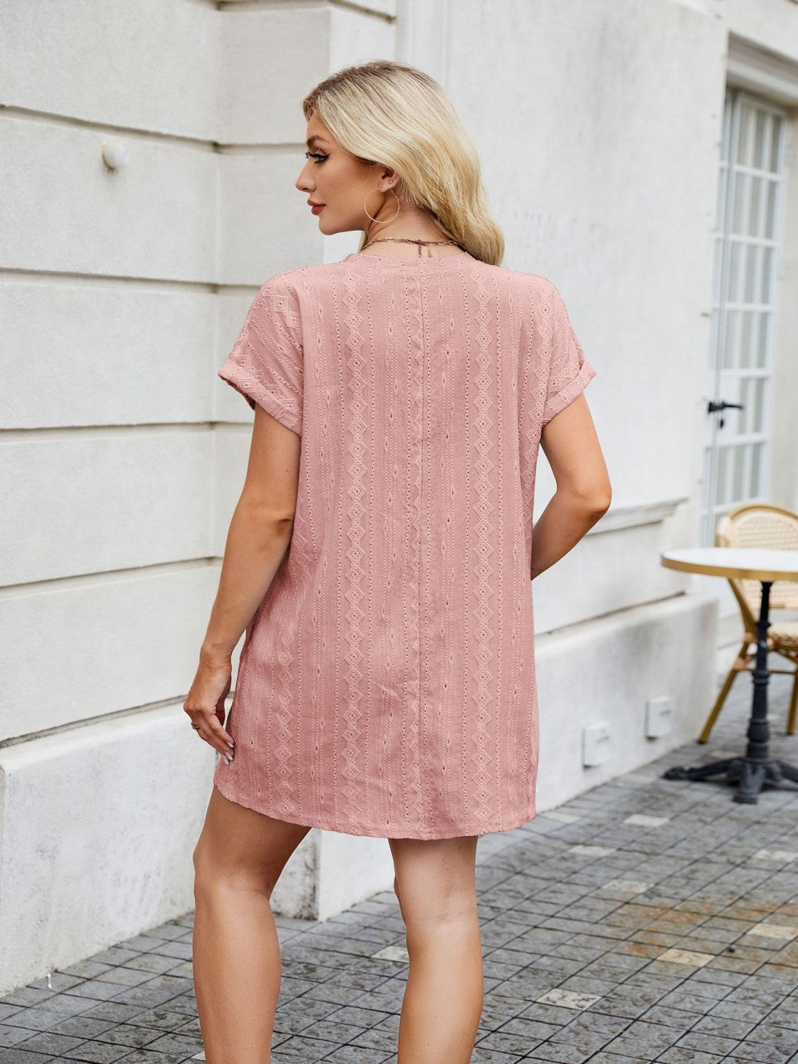 Round Neck Short Sleeve Mini Dress