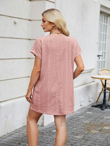 Round Neck Short Sleeve Mini Dress
