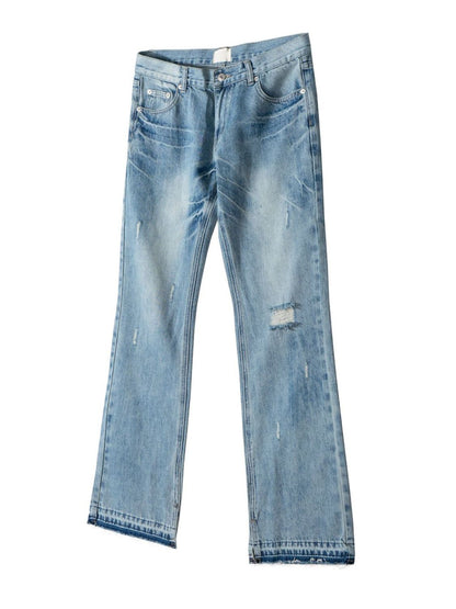 Men's Distressed Raw Hem Jeans