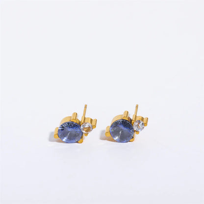 Titanium Steel Gold-Plated December Birthstone Earrings