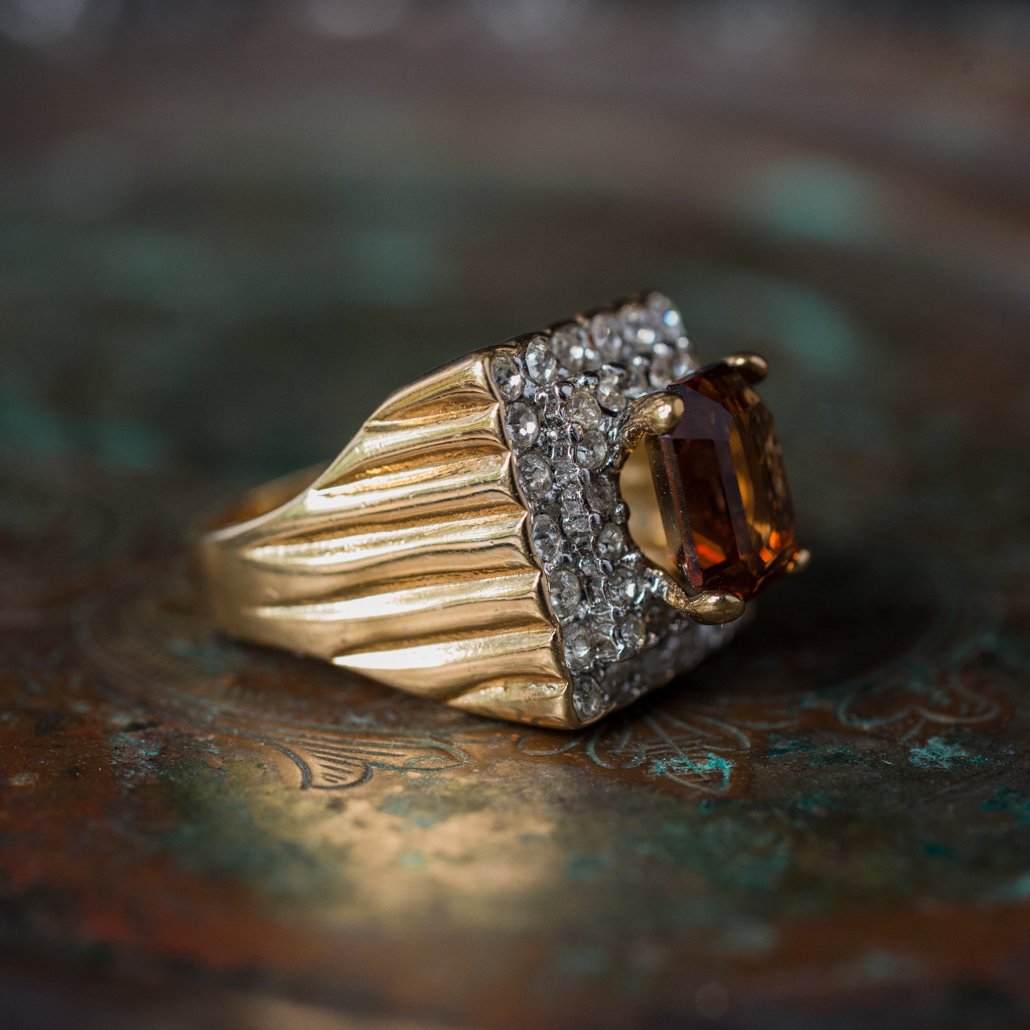 Vintage Austrian Crystal Cocktail Ring 18k Yellow or White Gold Electroplated Women's Birthstne RingMade in USA by PVD Vintage Jewelry