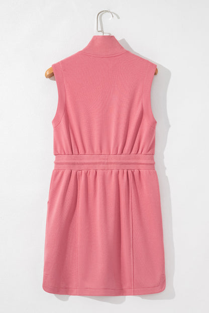 Nayeli Zipped Collar Drawstring Waist Dress by Poppy Lee Lane