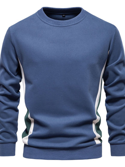 Men's Side Striped Contrast Round Neck Sweatshirt
