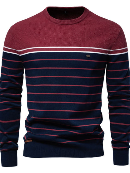 Men's Striped Round Neck Long Sleeve Sweater