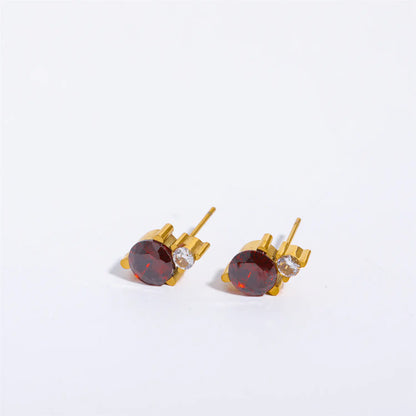 Titanium Steel Gold-Plated December Birthstone Earrings