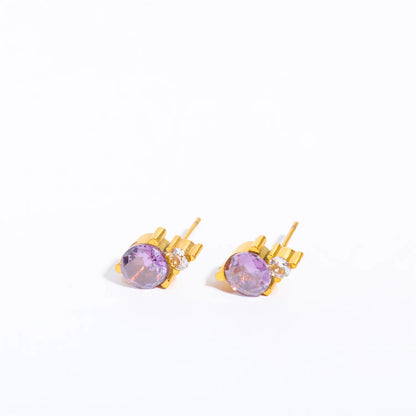 Titanium Steel Gold-Plated December Birthstone Earrings