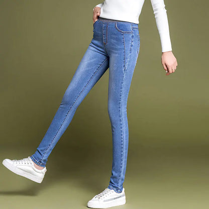 High-Waisted Stretchy Women's Jeans in Four Colors