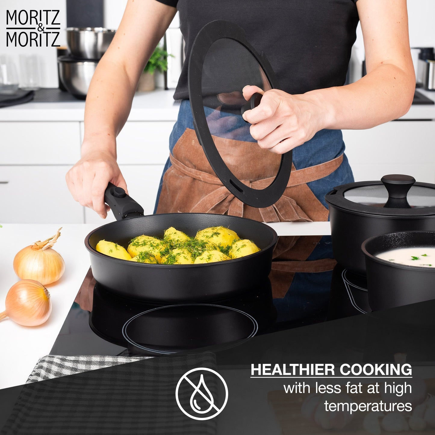15-Piece Cast Aluminum Pot and Pan Set with Removable Handles by Moritz & Moritz