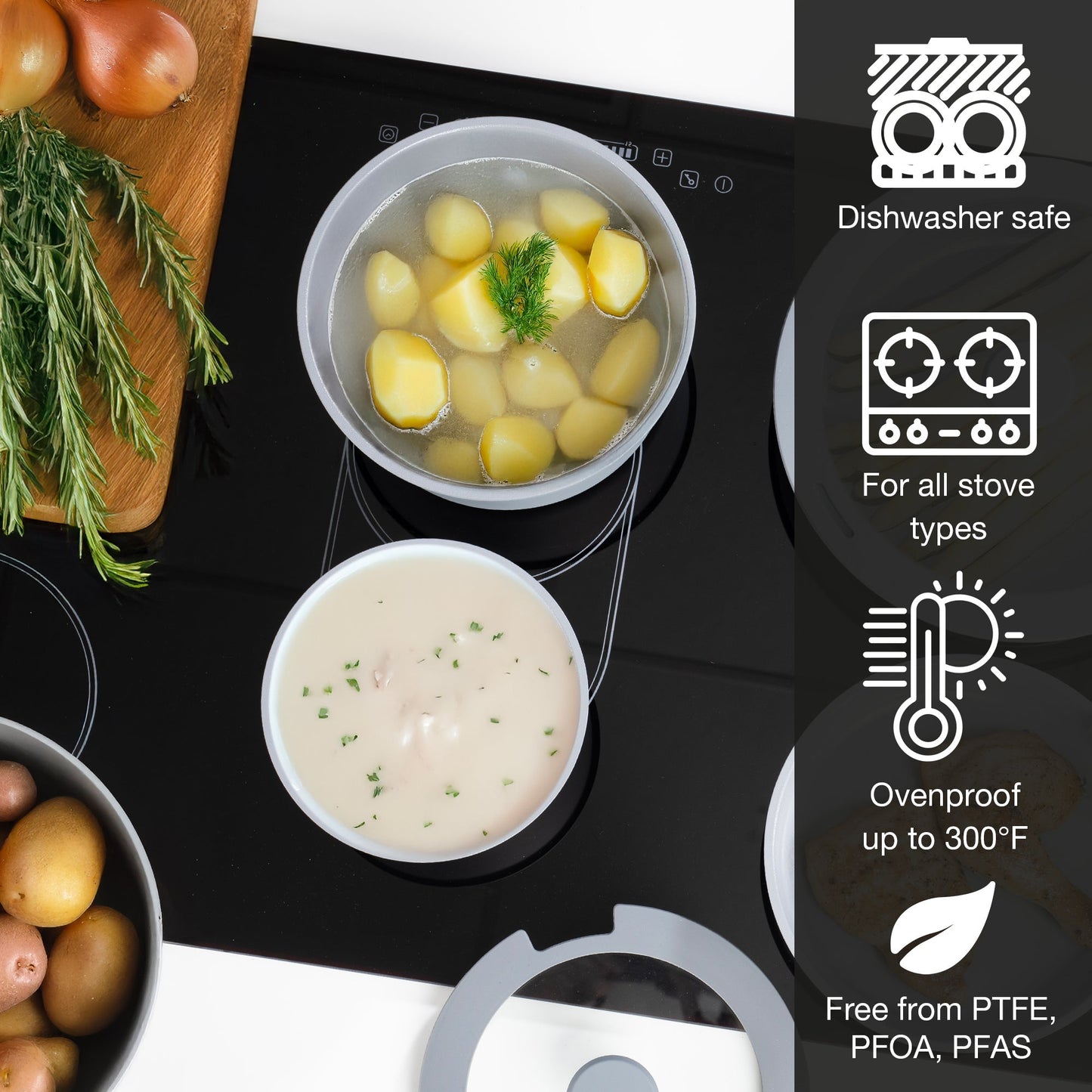 15-Piece Cast Aluminum Pot and Pan Set with Removable Handles by Moritz & Moritz