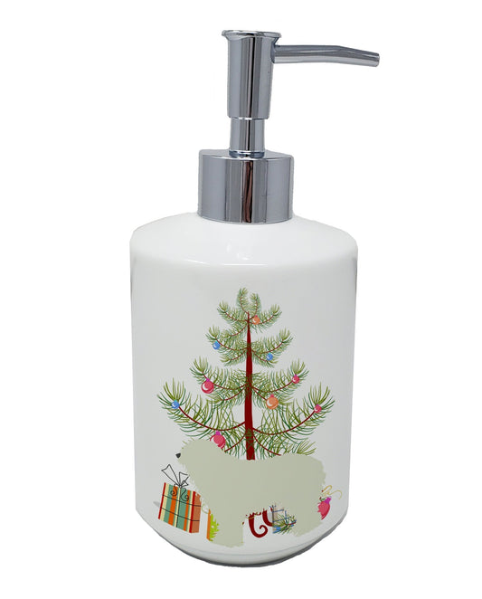 Komondor Merry Christmas Tree Ceramic Soap Dispenser by Caroline's Treasures