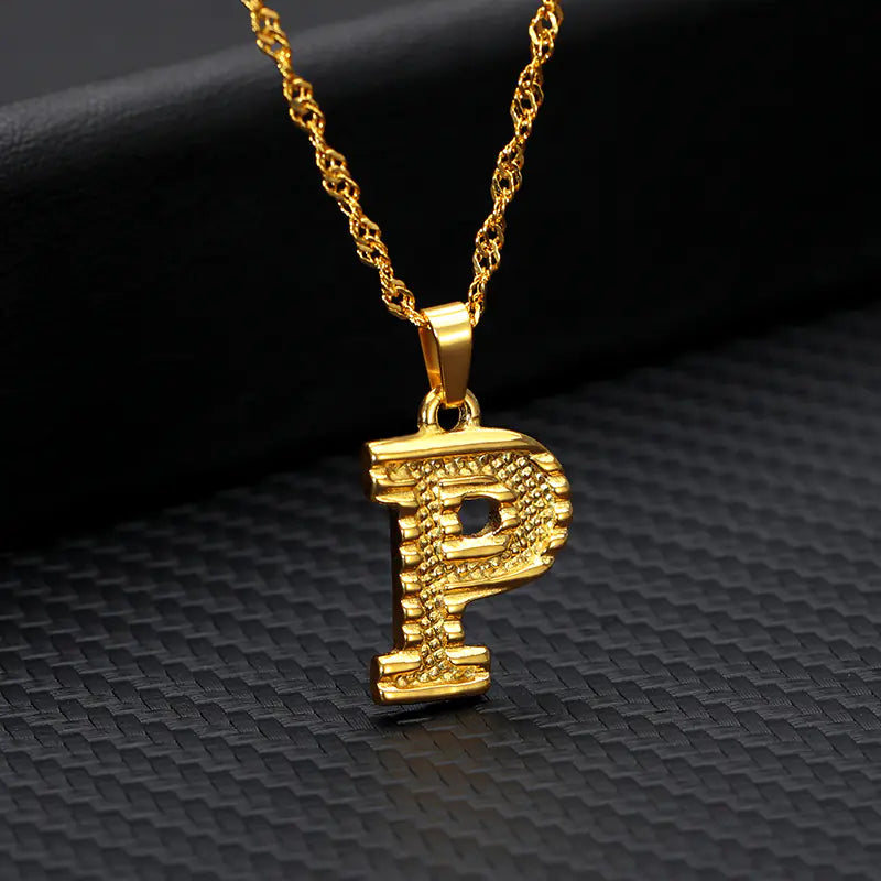 Gold-Plated 26 English Letters Pendant Necklace