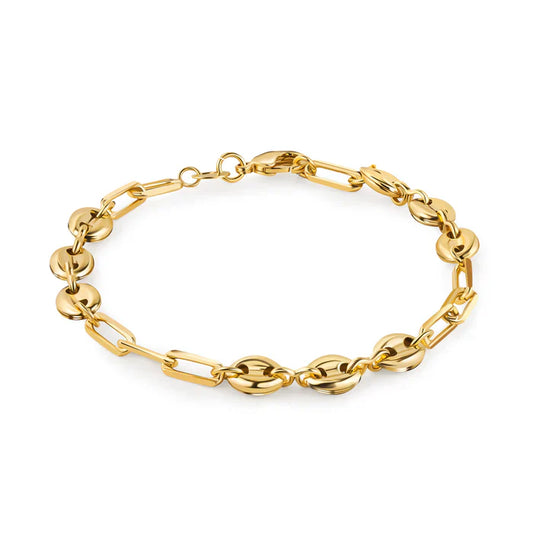 RMZ GOLD NYC 18K Gold Mariner and Paperclip Link Anklet 10''