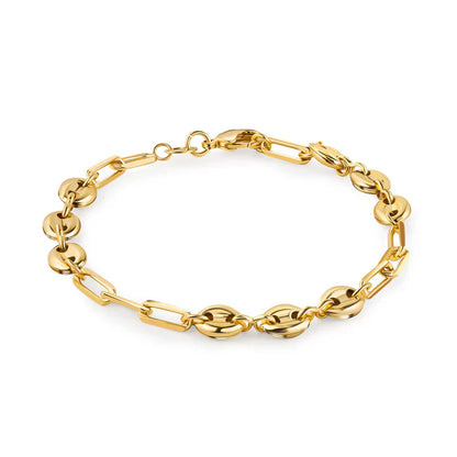 RMZ GOLD NYC 18K Gold Mariner and Paperclip Link Bracelet, 8 Inches