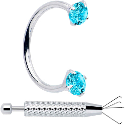 Double Gem Horseshoe Nose Ring Kit with Ball Grabber