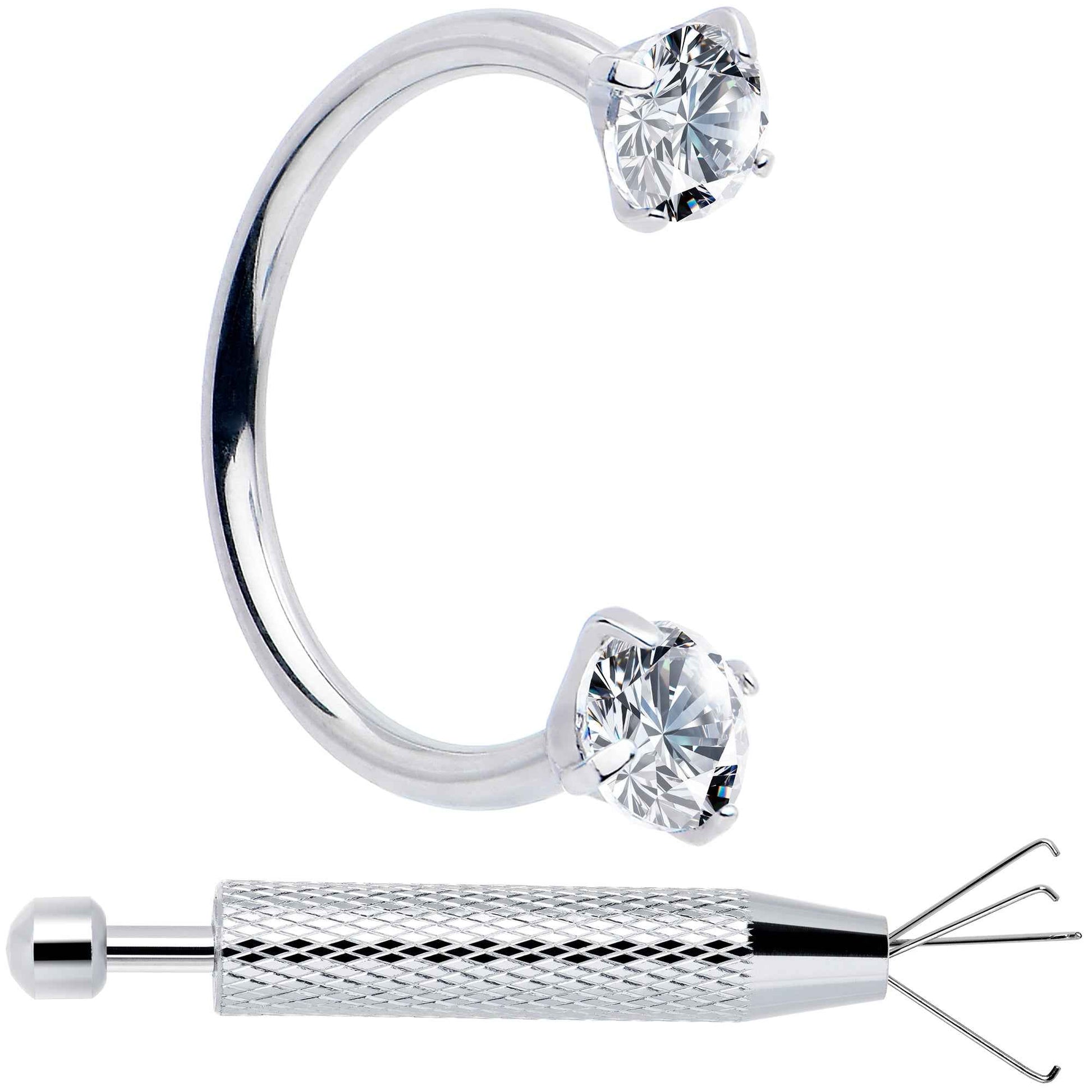 Double Gem Horseshoe Nose Ring Kit with Ball Grabber