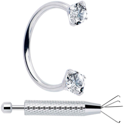 Double Gem Horseshoe Nose Ring Kit with Ball Grabber