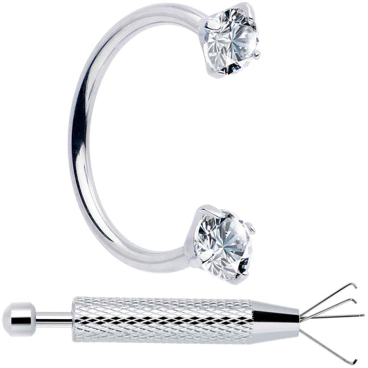 Double Gem Horseshoe Nose Ring Kit with Ball Grabber