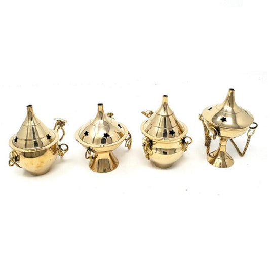 Brass Hanging CONE Incense Burner  3.75" by OMSutra