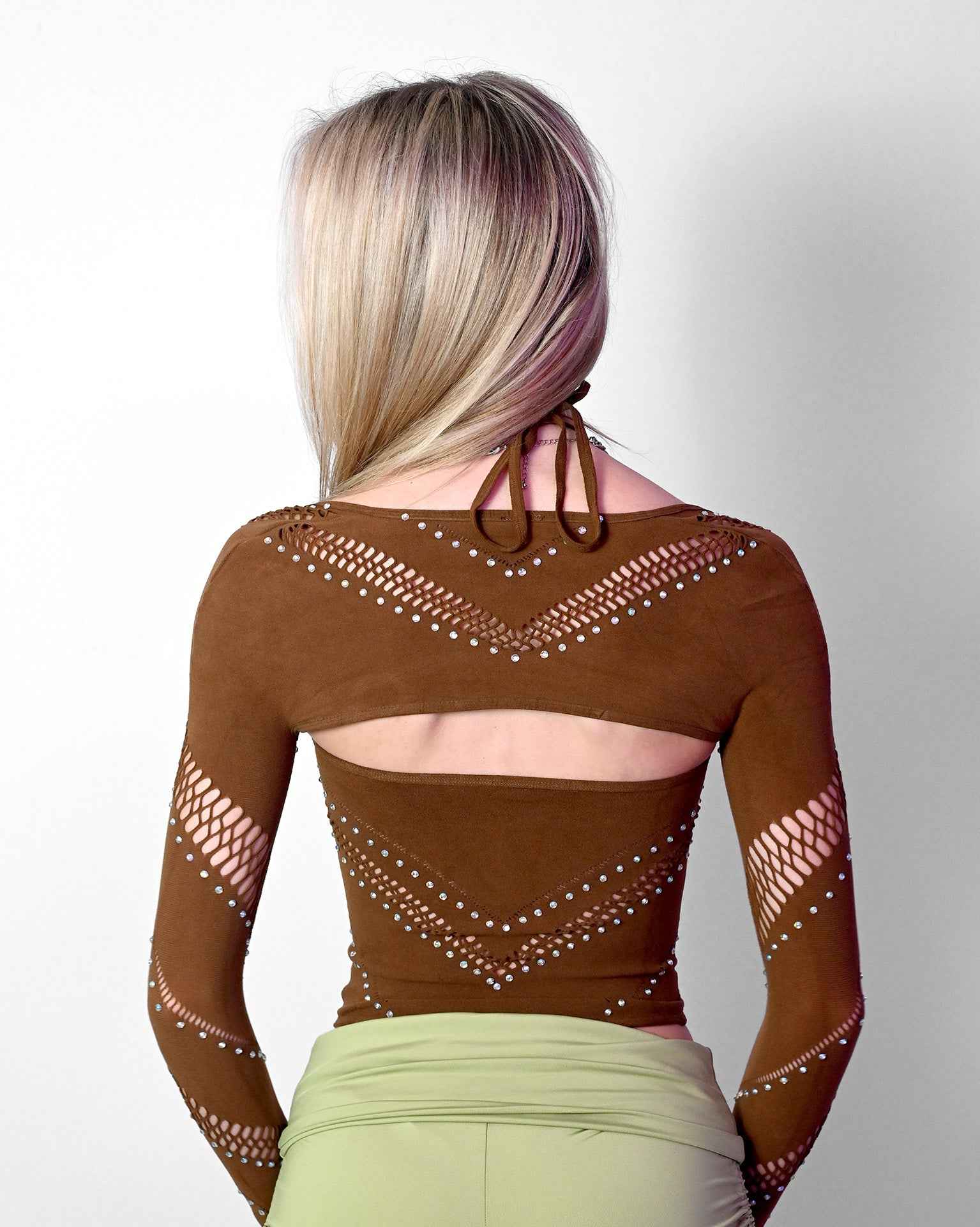 Brown Halter Bolero Set