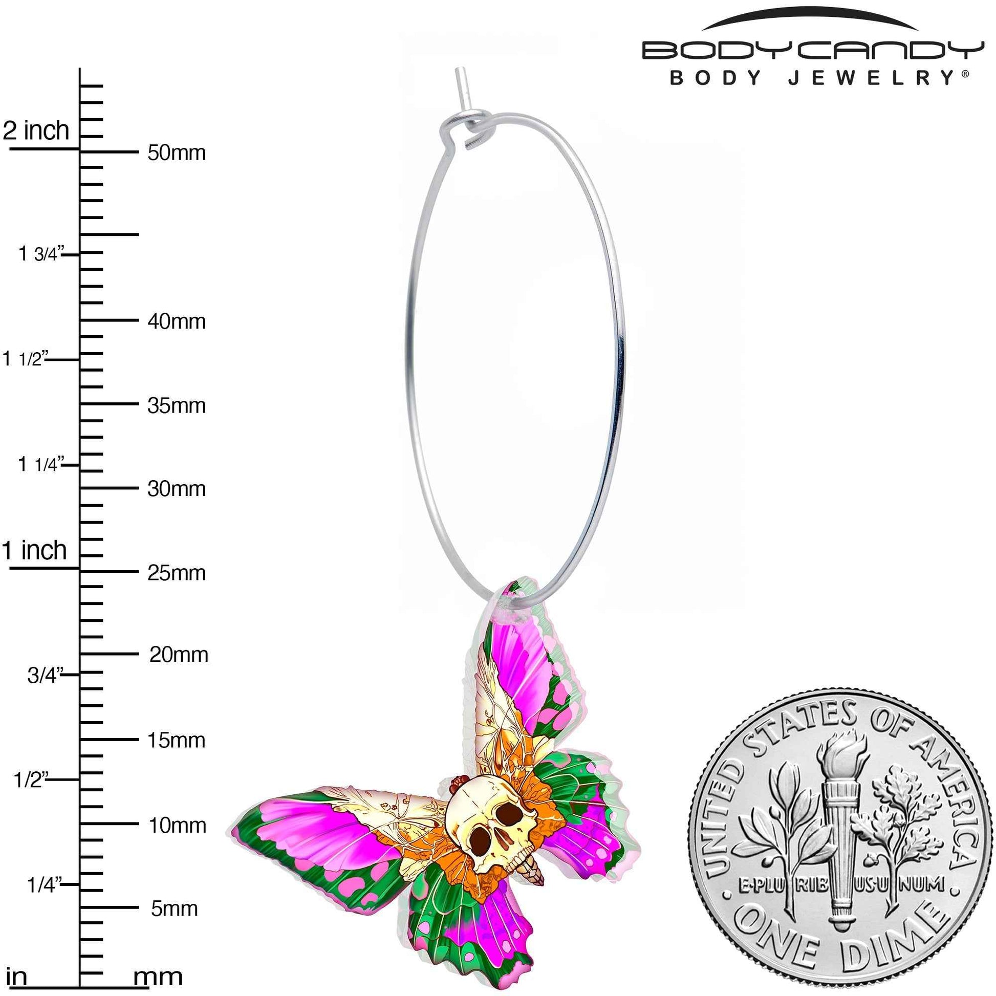 Butterfly Skull Hoop Earrings by Onyx O