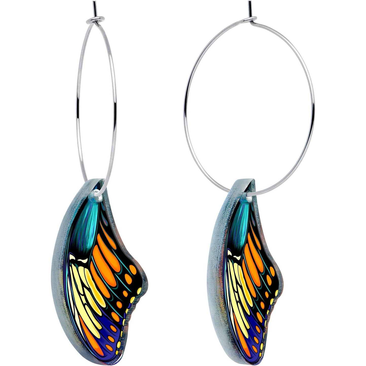 Butterfly Wing Hoop Earrings by Onyx O