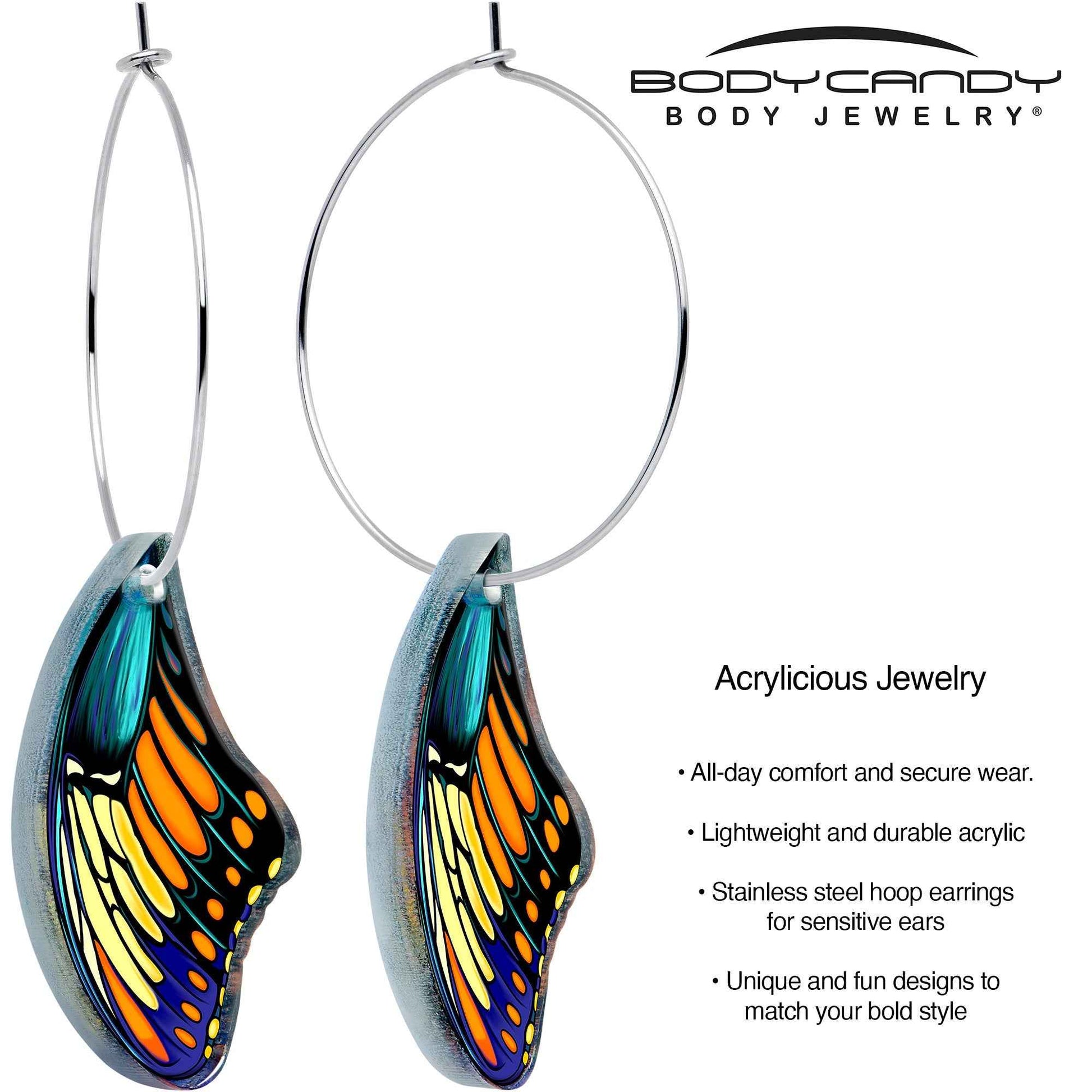 Butterfly Wing Hoop Earrings by Onyx O