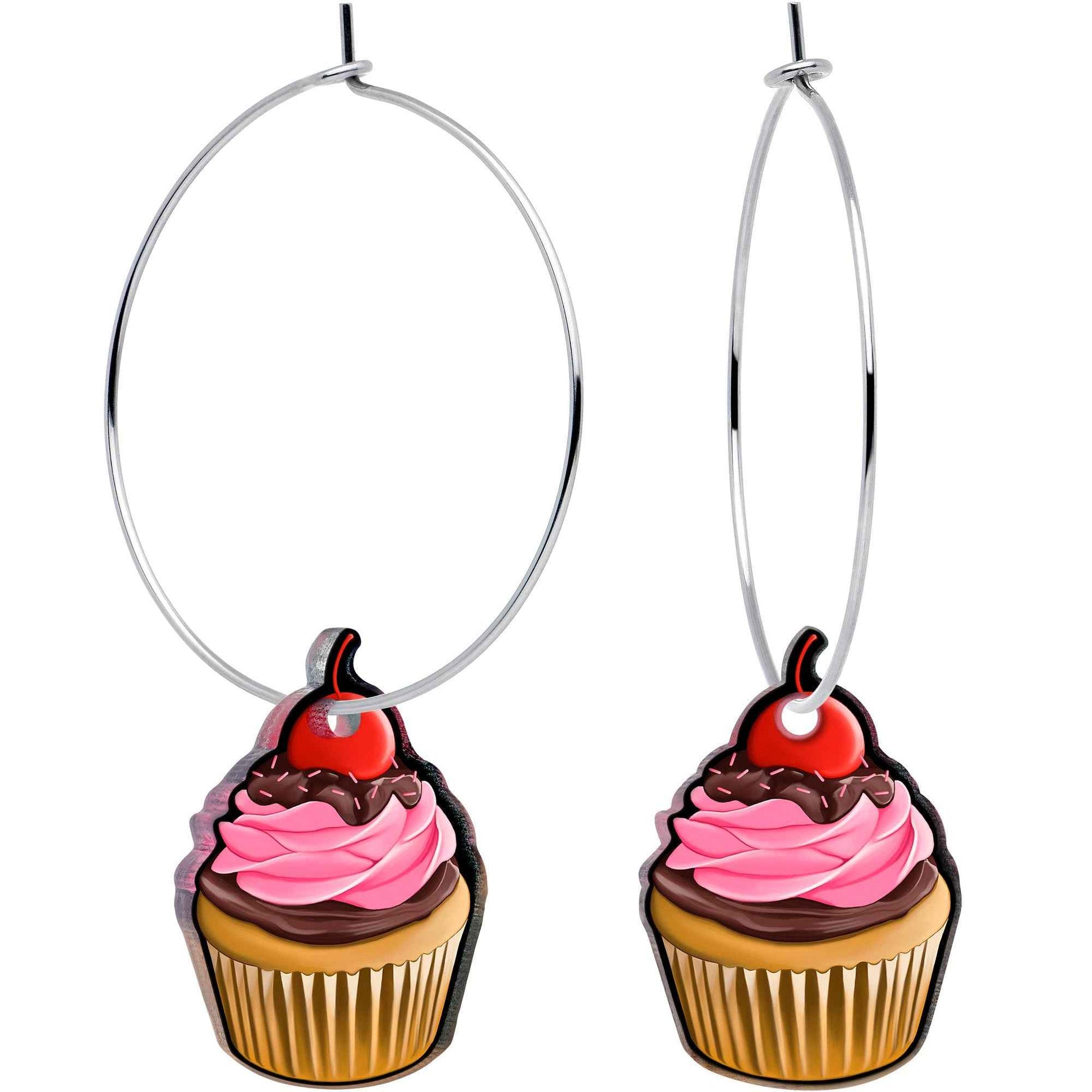 Valentine Cupcake Hoop Earrings by Onyx O