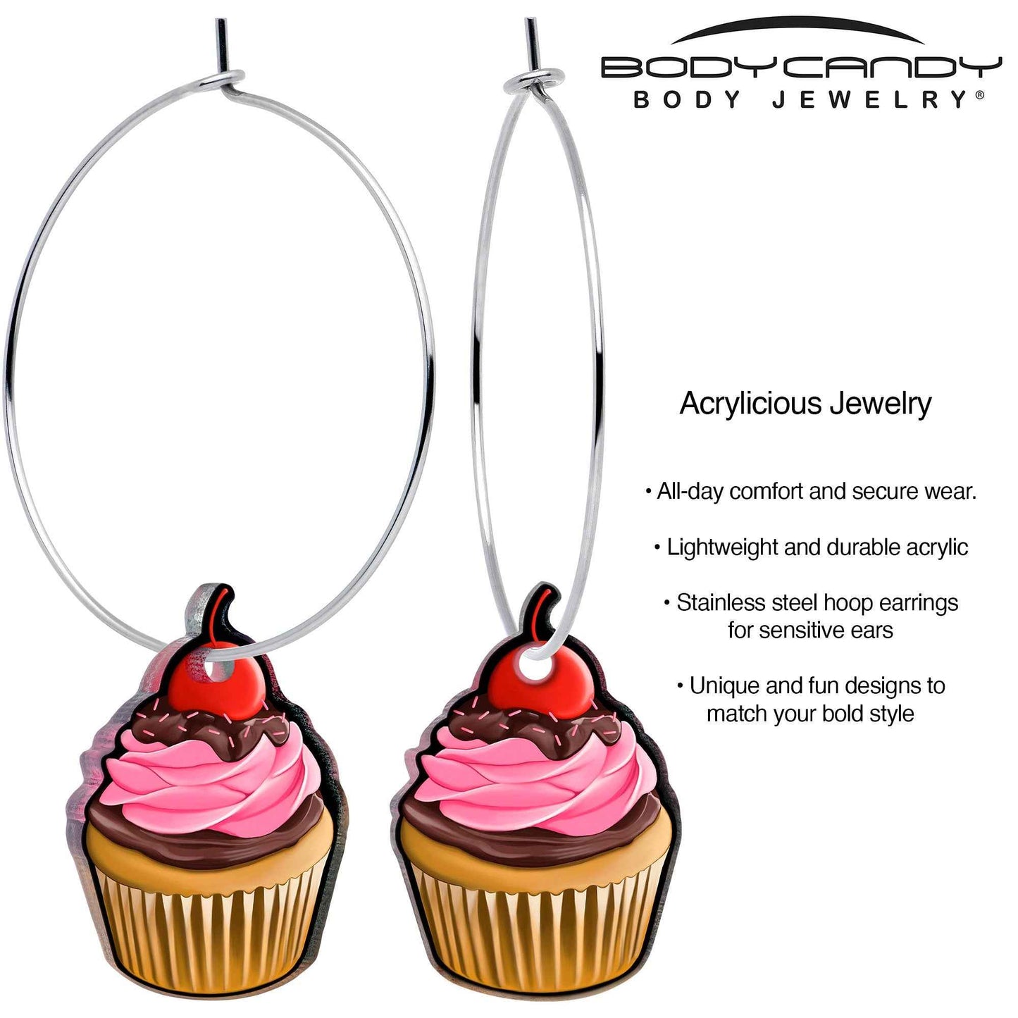 Valentine Cupcake Hoop Earrings by Onyx O
