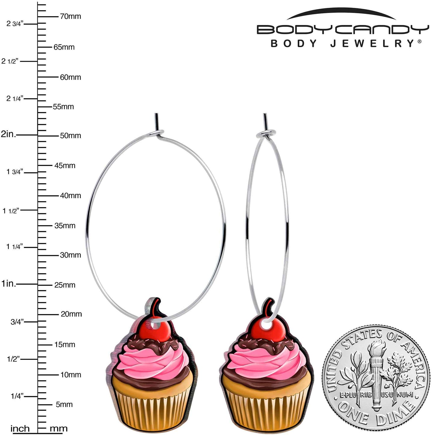Valentine Cupcake Hoop Earrings by Onyx O