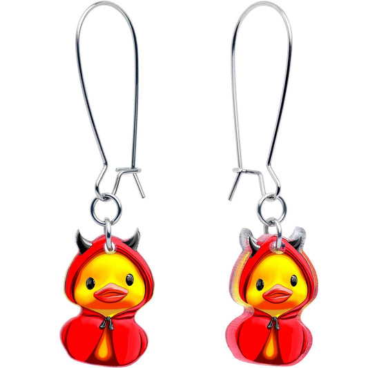 Hot Litle Devil Duck Dangle Earrings by Onyx O