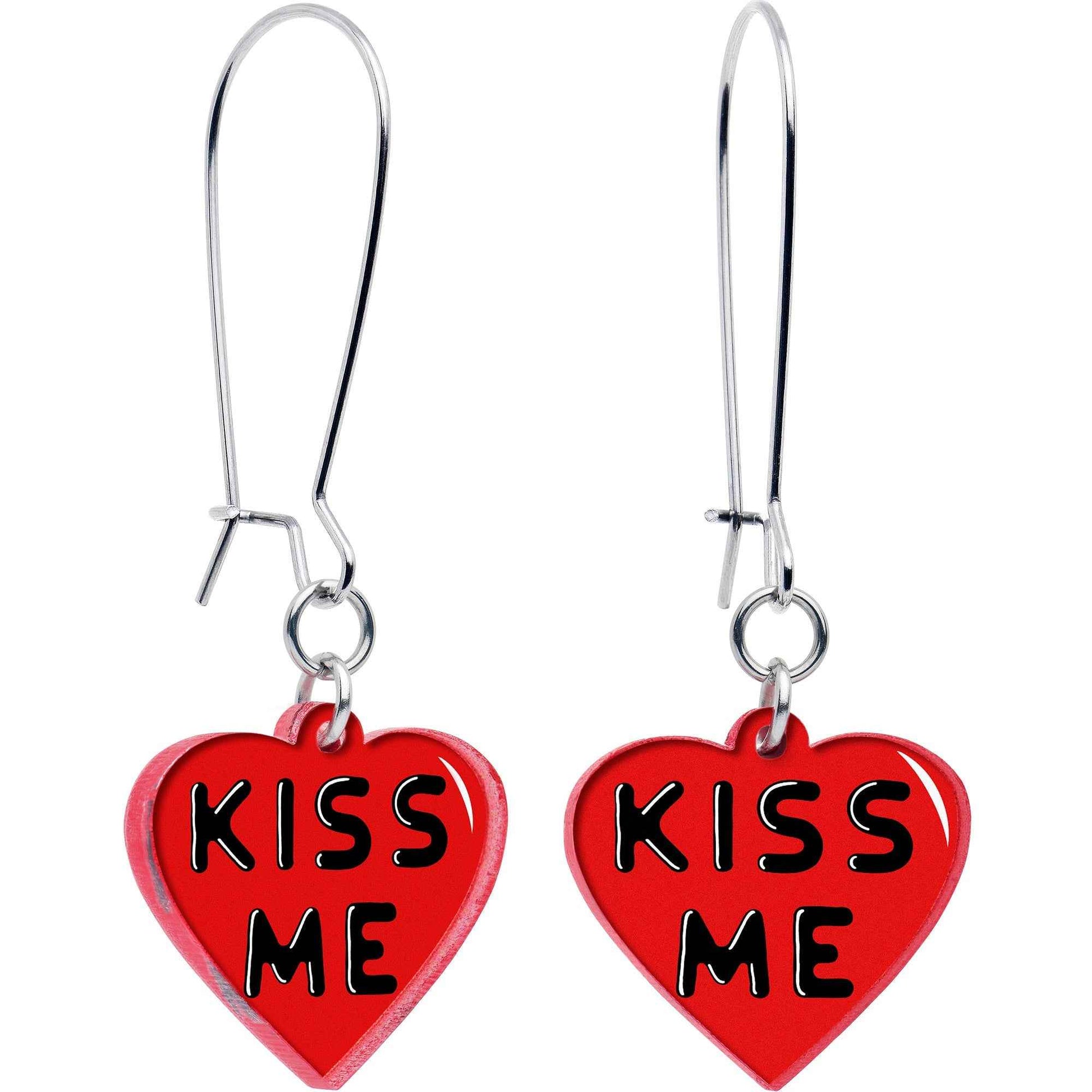 Kiss Me Heart Dangle Earrings by Onyx O