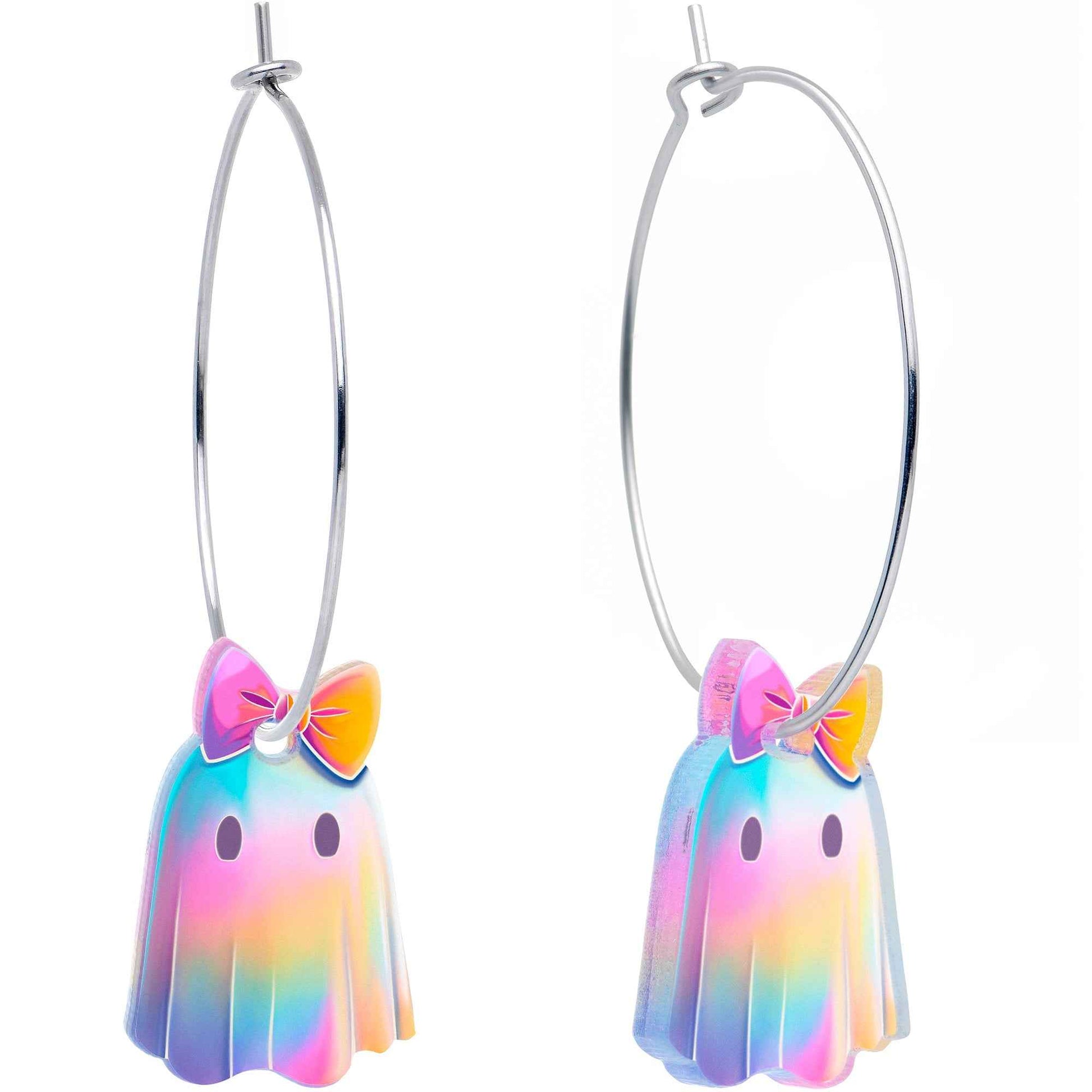 Iridescent Ghost Girl Hoop Earrings by Onyx O